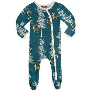 Milkbarn Bamboo Snap Footed Romper -- Christmas Holiday Buck, 6-9 Month NWT